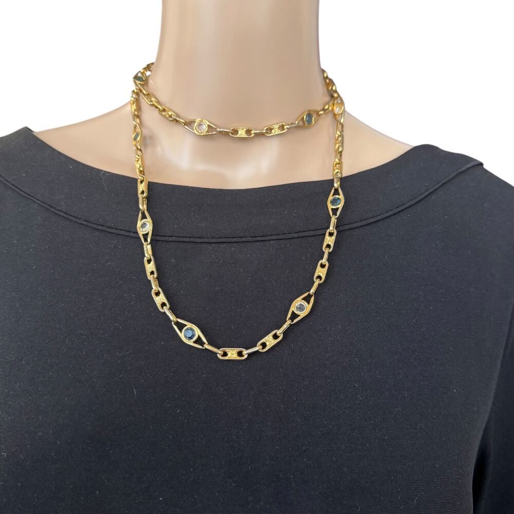 Celine Vintage Crystal Triomphe Link Necklace - Picture 3 of 9